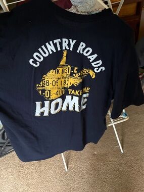 Gildan Black Tee "Country Roads Take Me Home" with Yellow Graphic